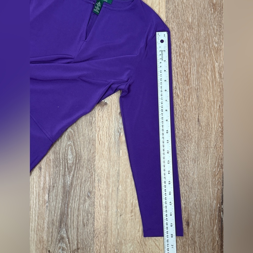 Lauren Ralph Lauren Purple Tunic Top Notch Neck Long Sleeve Size S - Picture 5 of 7